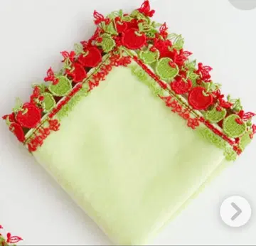 [ 미개봉 새상품 ] 긴자와 레이스*사과 애플 레이스 손수건 그린