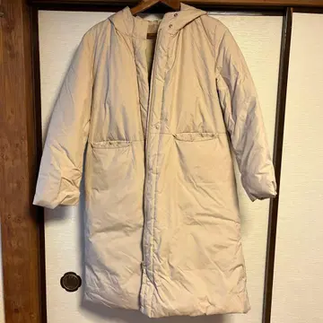 무인양품 베이지 다운 자켓 더커 부착 마마 코트 M~L