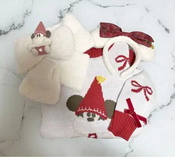 디즈니 리루린린 크리스마스 머리띠 머플러 니트 3종 세트