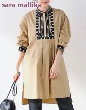 [ 미사용 새상품 ] Sara mallika 자수 튜닉 셔츠 블라우스