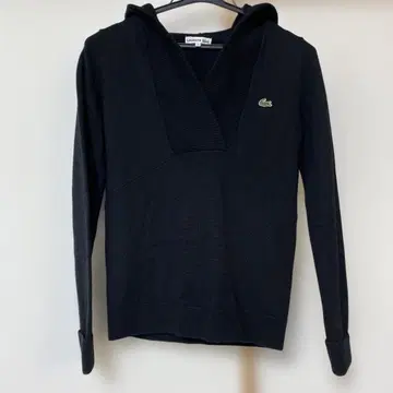 [라코스테] LACOSTE 로고 니트 V넥 후드 부착 블랙