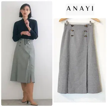 아나이 36 체크 턱 스커트