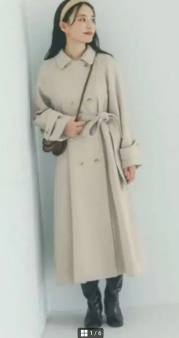 COHINA 코히나 울 혼방 베이지 백 플레어 울 코트 short