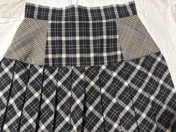 andmary Coco 체크 플리츠 스커트 블랙 S