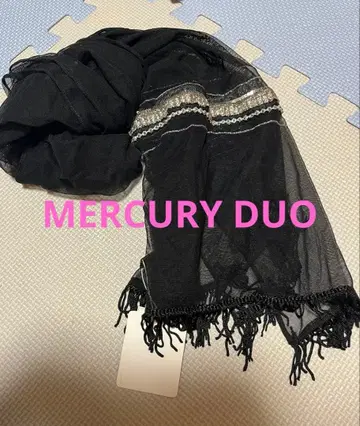택 포함 새상품 MERCURY DUO 블랙 시스루 비쥬 부착 스톨