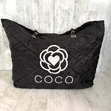 COCO 블랙 토트백 코코 까멜리아 퀼팅 하트 블랙