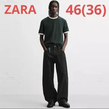 [ ZARA ] 컨디션 최상 와이드 배기 데님 팬츠 블랙 EUR46