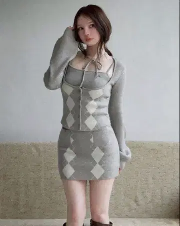 Argyle 리본 니트 세트업 andmary [정품]