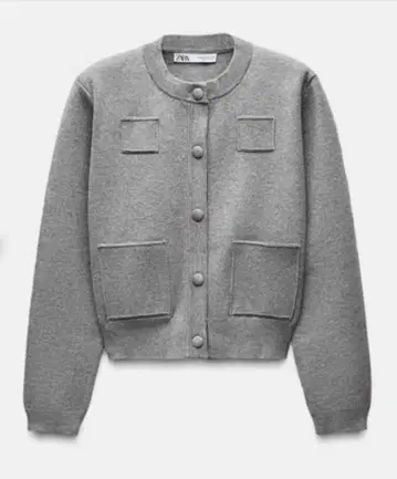 ZARA 플레인 니트 자켓 패디드 숄더