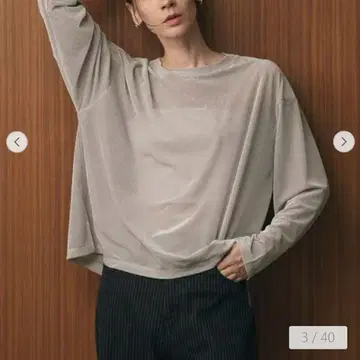 [ 익명 배송 ] 벨로아 스트라이프 시어 롱 슬리브 티셔츠 거의 미사용