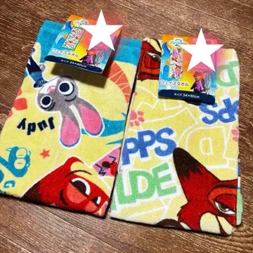 미사용 새상품 시마무라 주토피아 페이스 타월 디자인 다른 2장 세트