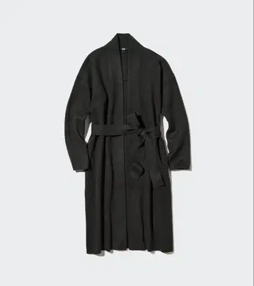 [택 포함] UNIQLO 수플레얀 벨티드 니트 코트 다크 그레이 S