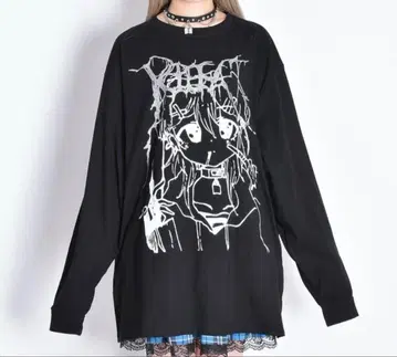 T셔츠 GIRL 라메 BIG 긴팔 티셔츠 볼케이노 서브컬쳐 지뢰계