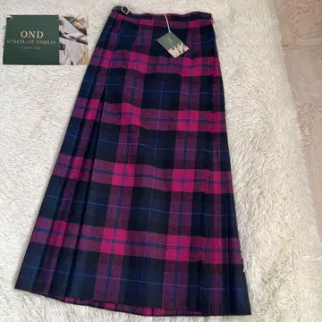 오닐 오브 더블린 핑크 계열 롱 퀼트 랩스커트 M 맥시 길이 소가죽