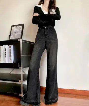 플레어 데님 팬츠 로우 엣지