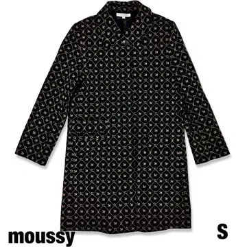 [ 새상품급 ] 미사용 moussy 마우지 롱 코트 모노그램 S 블랙