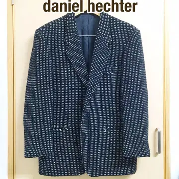 daniel hechter 화이트 블랙 겨울 상품 체크 무늬 울 자켓