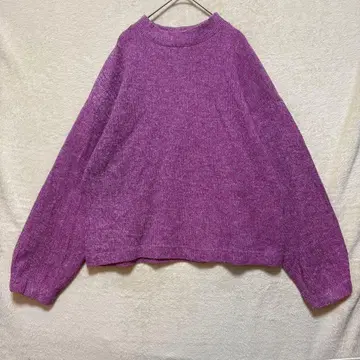 ZARA M 사이즈 퍼플 크루넥 긴팔 니트