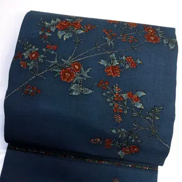 나고야 오비  당화 무늬 손그림풍 꽃 무늬 기모노 122tz