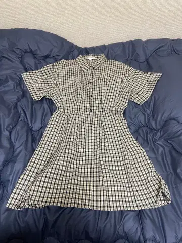 MOUSSY 반팔 무릎 기장 원피스 체크 무늬