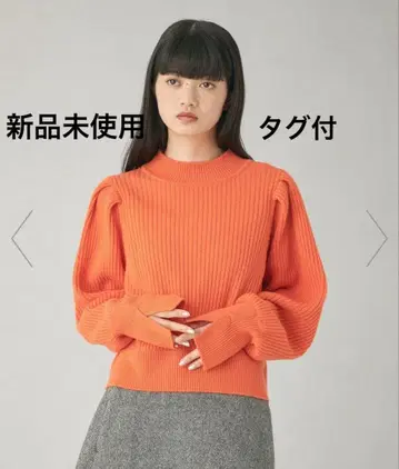 EMMEL REFINES 퍼프 숄더 니트 풀오버 오렌지