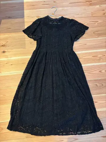 블랙 레이스 원피스 벨트 포함