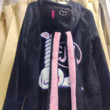 플리스 블랙 후드티 토끼 귀 포함 범용 긴 토끼 귀 포함