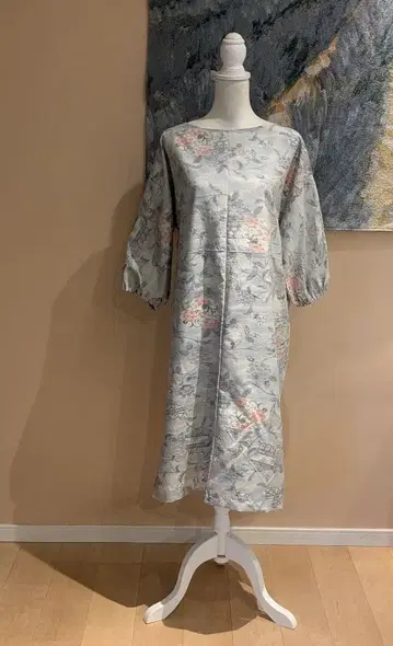 순수 실크  기모노 리메이크 7부 소매 풀오버 원피스