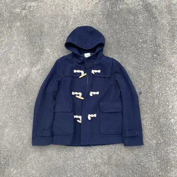 네이비 후드 부착 더플 코트