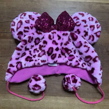 디즈니 레오파드 무늬 팬캡 핑크 미니