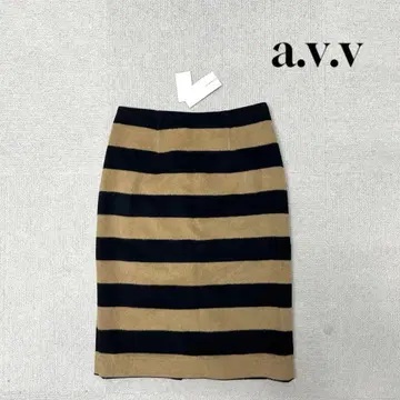 새상품 a.v.v 타이트 스커트 보더 카멜 M 사이즈 여성용