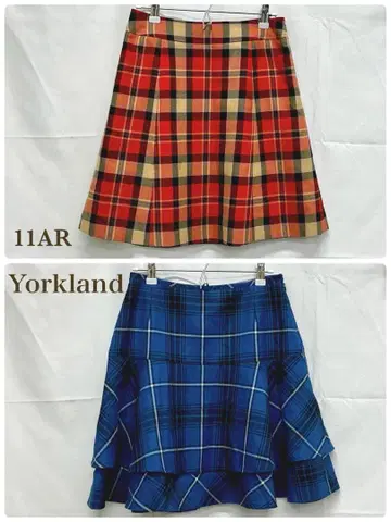O11-21 Yorkland 울 체크 스커트 11AR 빨간색 파랑 2개