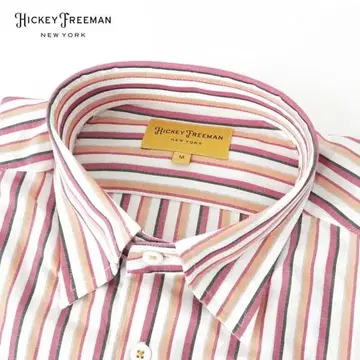 새상품 히키 프리먼 반팔 셔츠 L MSH1847 코튼 스트라이프