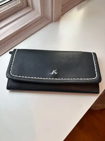 [used] 키타무라 가죽 접이식 지갑 네이비