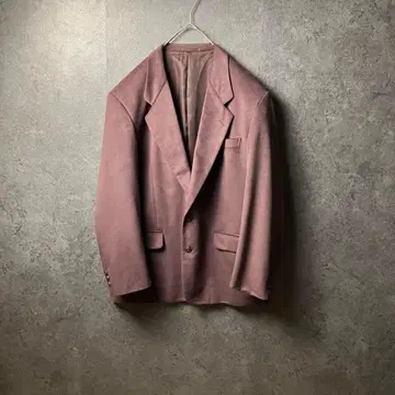 빈티지 테일러드 자켓 벨로아 원단 보라색 오샤레 버튼 구제 의류