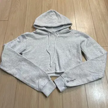 ANELATOKYO 그레이 크롭 후드티, 컷팅 프리