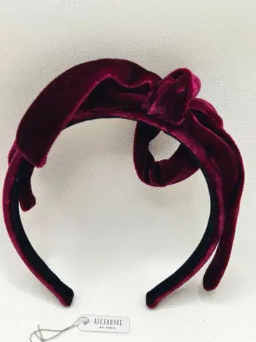 [ 미사용 새상품 ] ALEXANDRE 벨벳 헤어밴드 와인 레드