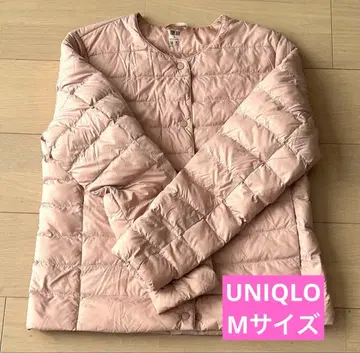 유니클로 퍼프 테크 다운 자켓 M 핑크 미사용 새상품급