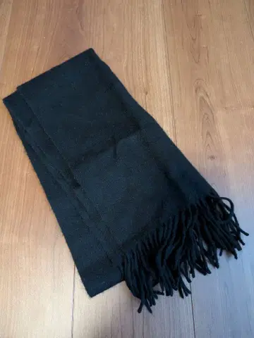 무인양품 블랙 울 100% 프린지 스톨