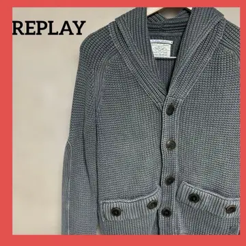 REPLAY 와플 니트 가디건 그레이 숄카라