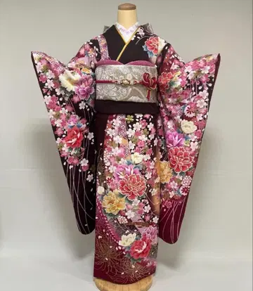 재단 완료 순수 실크 후리소데 7점 세트