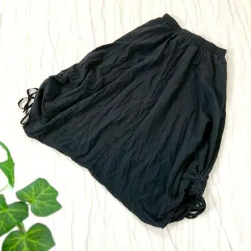 호박 팬츠 벌룬 팬츠 허리밴딩 개더 리본 프리 사이즈 블랙