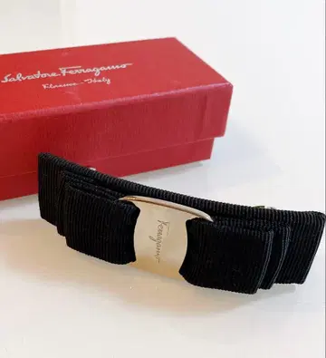 Salvatore Ferragamo 바라 리본 머리핀 BLACK