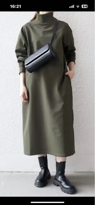 SHIPS any 속기모 리브 하이넥 원피스