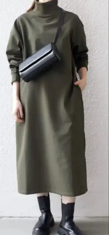 SHIPS any 속기모 리브 하이넥 원피스