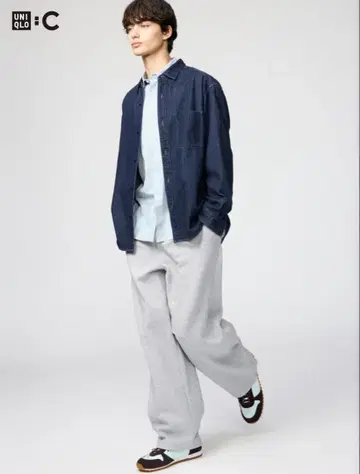 유니클로C 맨투맨 와이드 팬츠