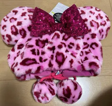 디즈니 미니 팬캡 레오파드 무늬 핑크