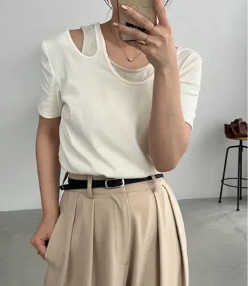 카프리슈 레마쥬 레이어드 아지메 넥 T셔츠