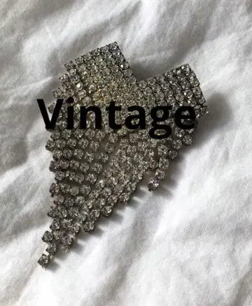 빈티지 비쥬 실버 브로치 프린지 체코 유리?