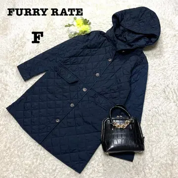 퍼리레이트 퀼팅 코트 롱 후드 네이비 아우터 프리